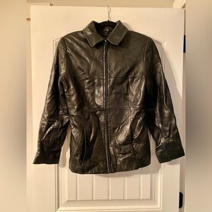 JONES NEW YORK BLACK GENUINE LEATHER JACKET - S Small